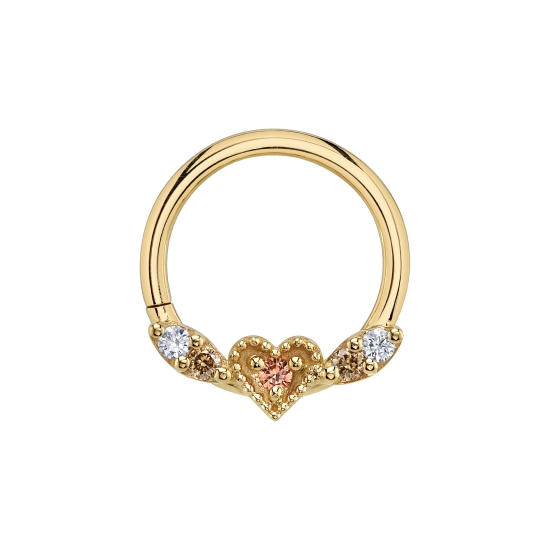Flying Heart - Seam Ring with 2x Marquise Illusions and Heart Harlequin Center