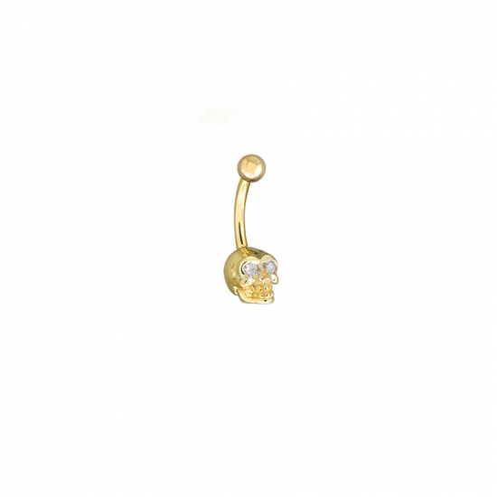 Curved Barbell with Threaded 5/32in Bead Top and Fixed Large Skull Bottom