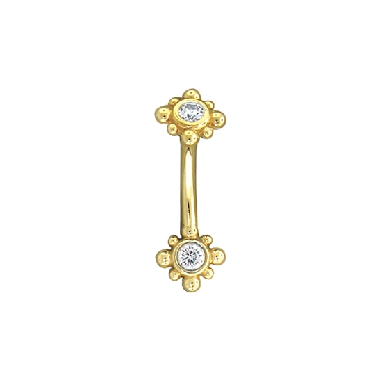 Pin with Round Bezel Surrounded by 8 Beads - 5mm - 2mm Gem