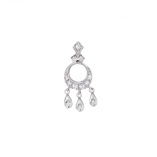 Curved Barbell - Bombay Nights - Threaded 4mm Bezel Top with Bombay Nights Dangle Bottom