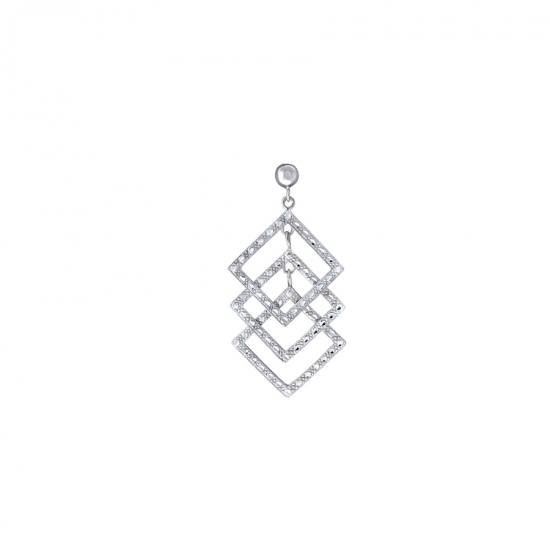 Toploader Curved Barbell - Solace - 4mm Half Dome Top with 3x 20mm Micro Pavé Swinging Squares Attached By Jump Rings - Threaded 5/32in Bead Bottom