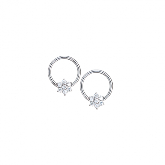 Seam Ring with Fixed 6mm Flower 2 - 1.75mm Gems