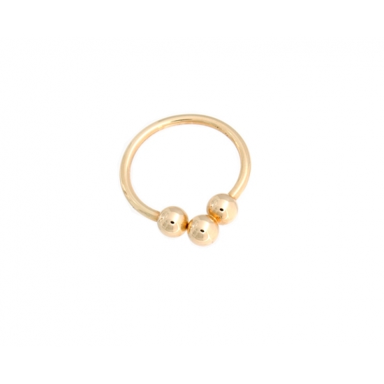 Kinetic Wave - Circular Barbell with Threaded 5/32in Beads - Additional 5/32in Bead in Center, Fixed to One Threaded Bead