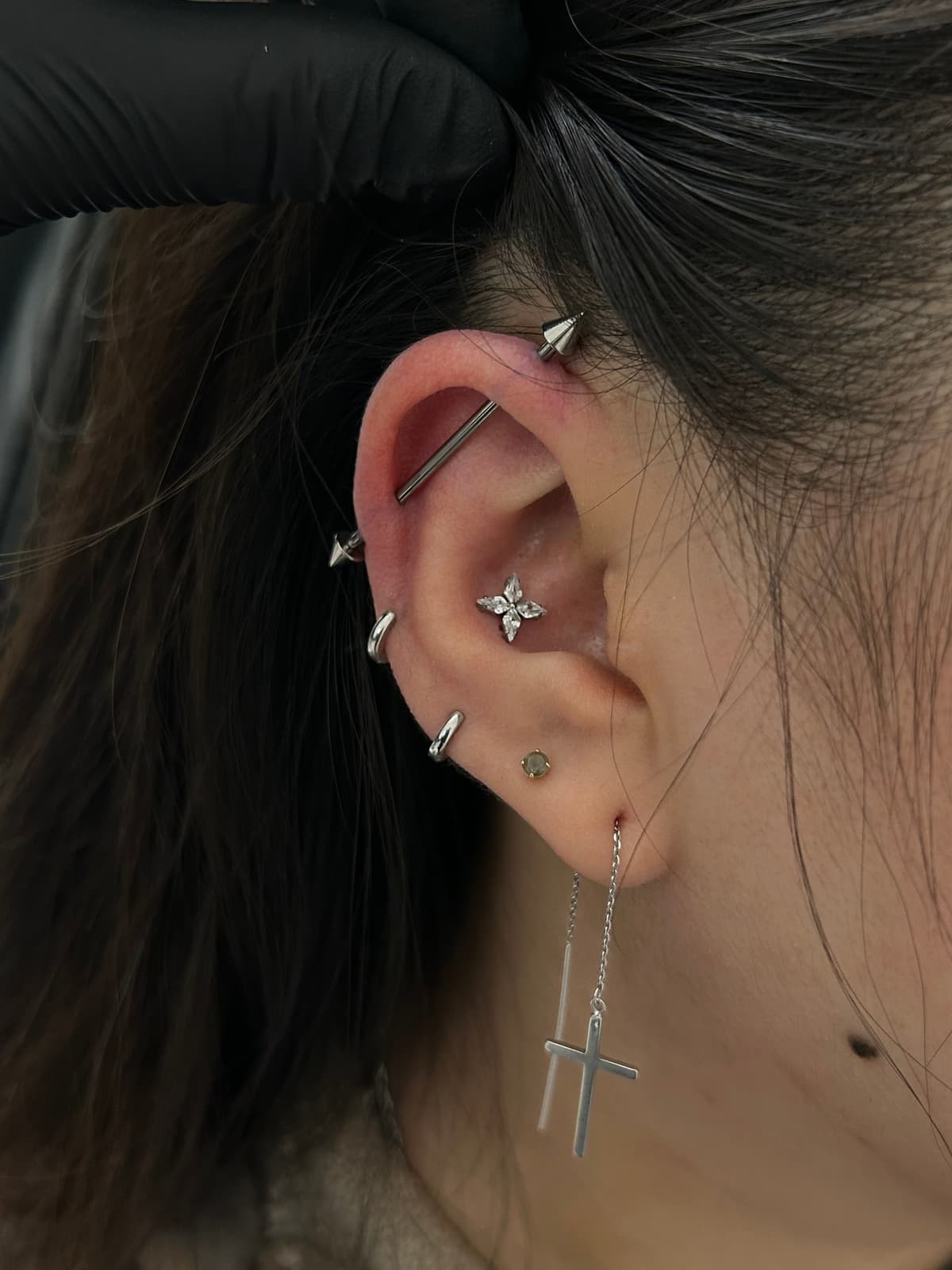 Industrial piercing at Apollo Studio Los Angeles