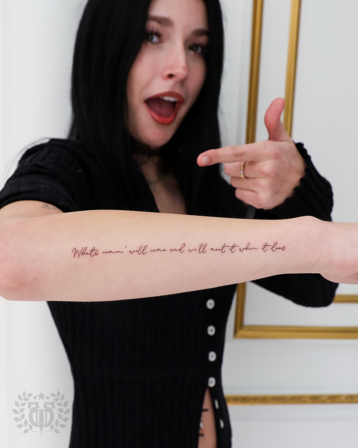 Single needle script tattoo